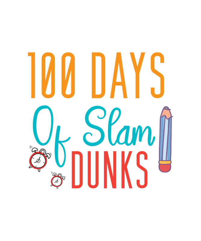 100 Days Of Salm Dunks T Shirt Design,Happy 100 days t shirt, cute apple, pencil vector, 100 days of school shirt print template, typography design for back to school, 2nd