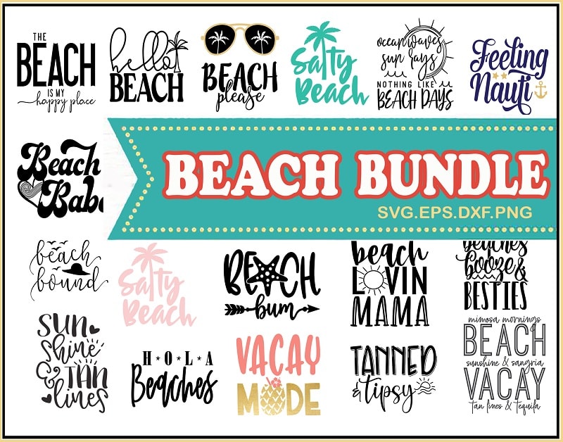 16 Beach Bundle Svg, Beach Shirts SVG, Beach, Salty Beach, Hola Beach ...