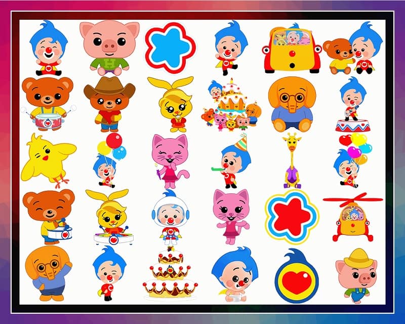 34 Plim Plim the clown and Friends, images PNG, clipart, digital paper ...