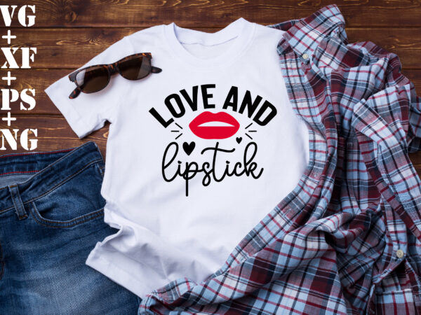 Love and lipstick t shirt vector graphic