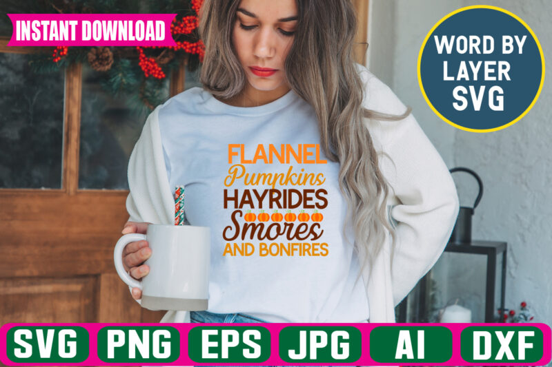 Flannel Pumpkins Hayrides Smores And Bonfires svg vector t-shirt design