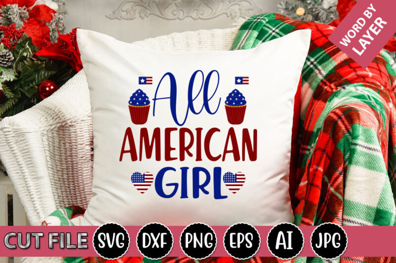 All American Girl SVG Vector for t-shirt