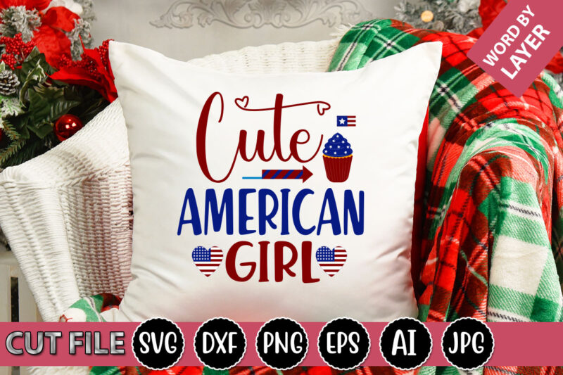 Cute American Girl SVG Vector for t-shirt