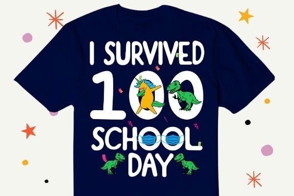 I Survived 100 Masked School Days Student Teacher 2022 Cute Dinosaurs unicorn T-Shirt, I Survived 100 Masked School Days Student png, I Survived 100 Masked, png, funny, humor, saying, unicorn, dinosaurs