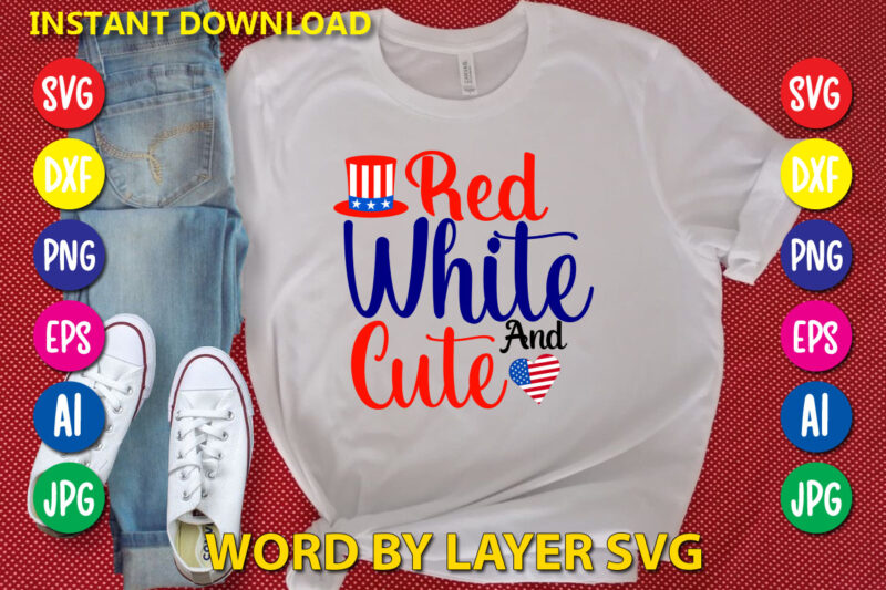 Red White And Cute Svg Vector T-shirt Design