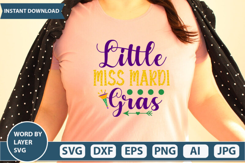 Little Miss Mardi Gras SVG Vector for t-shirt