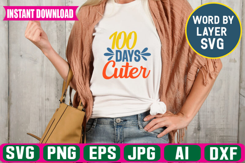 100 Days Cuter svg vector t-shirt design