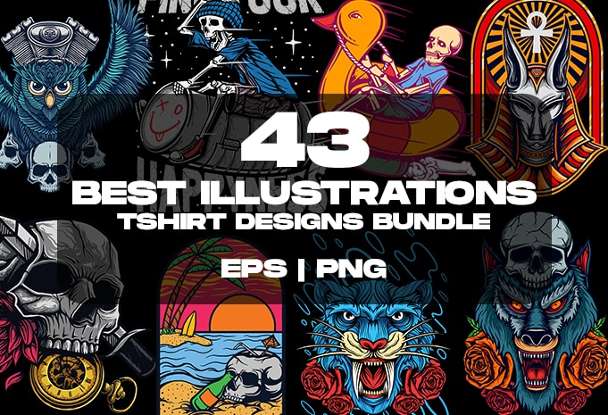 43 best illustrations tshirt designs bundle - Buy t-shirt designs