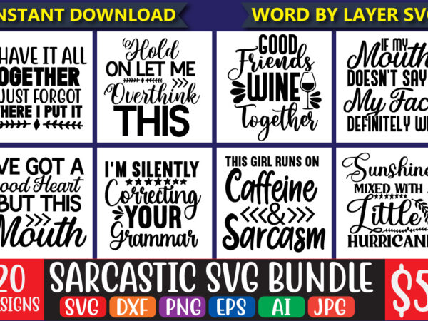 Sarcastic svg bundle t shirt template vector