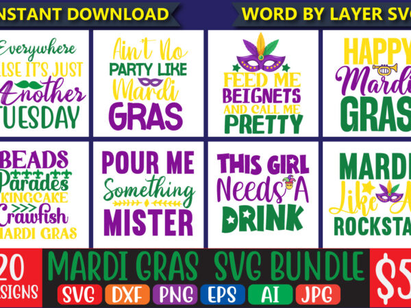 Mardi gras svg bundle t shirt designs for sale