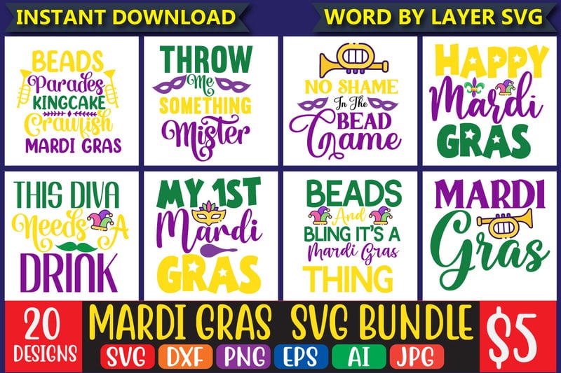 Mardi Gras svg bundle vol.2 - Buy t-shirt designs