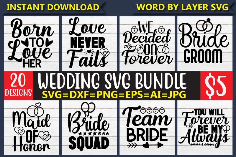 Wedding SVG Bundle - Buy t-shirt designs