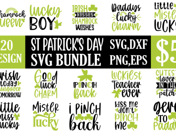 St patrick’s day svg bundle t shirt template vector