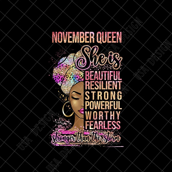 Black beautiful Woman Sublimation Design PNG, November girl mother mom PNG File for shirt