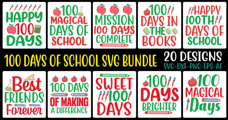 100 Days of School SVG Bundle