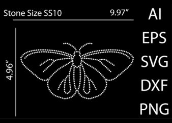 Butterflies Rhinestone T-shirt design Print Template