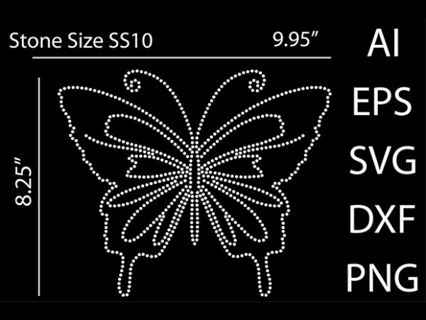 Butterflies rhinestone t-shirt design print template