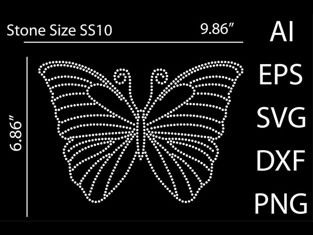 Butterflies Rhinestone T-shirt design Print Template