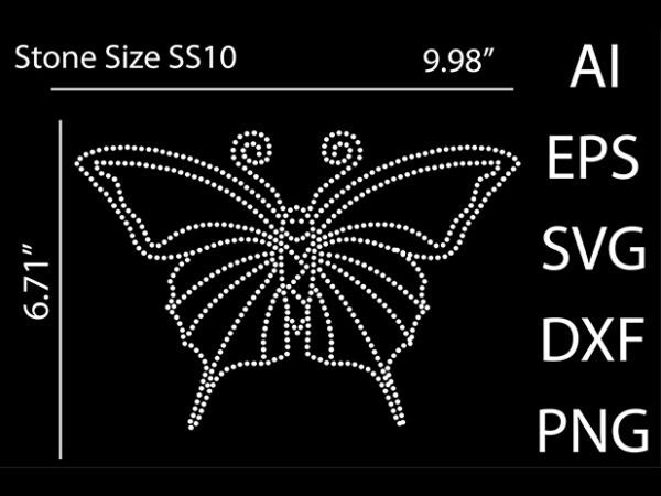 Butterflies rhinestone t-shirt design print template