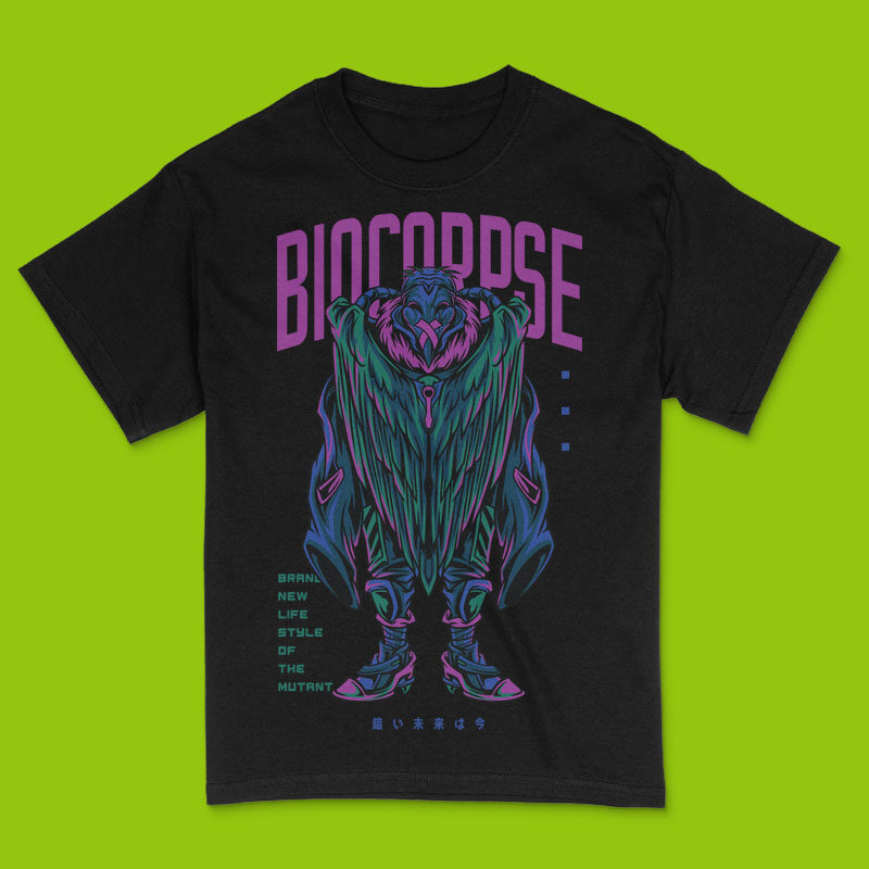 Bio Corpse Techwear Monster T-Shirt Design Template