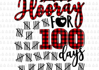 Buffalo Plaid Happy 100th Day of School Hooray for 100 Days Png, 100th Day of School Png, School Png