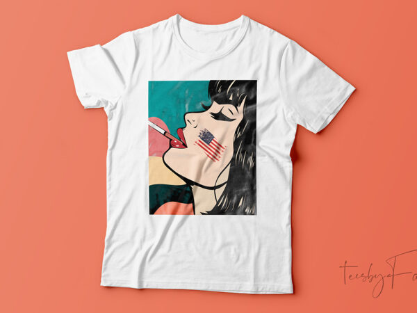 American girl smoking face | custom made t shirt design artwork for sale