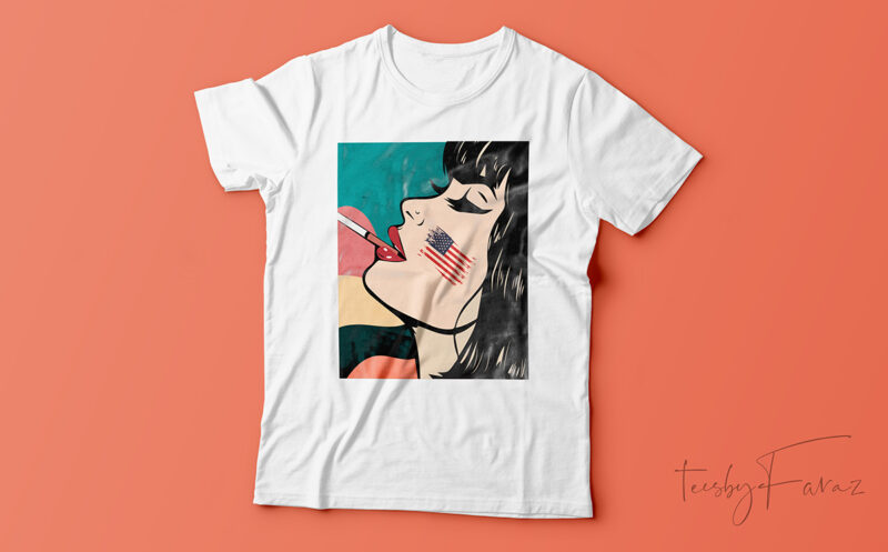 American Girl Smoking Face | Custom Made t shirt design artwork for sale