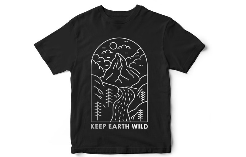 Keep Earth Wild, Minimal Mountain Scene, travel, holidays, t-shirt ...