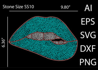 Lips Rhinestone Design Print Template