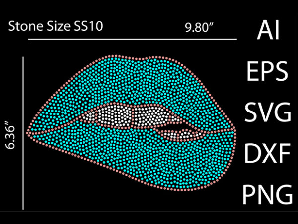 Lips rhinestone design print template