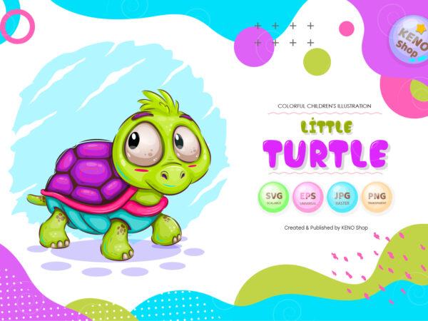 Little cartoon turtle. t-shirt, png, svg.