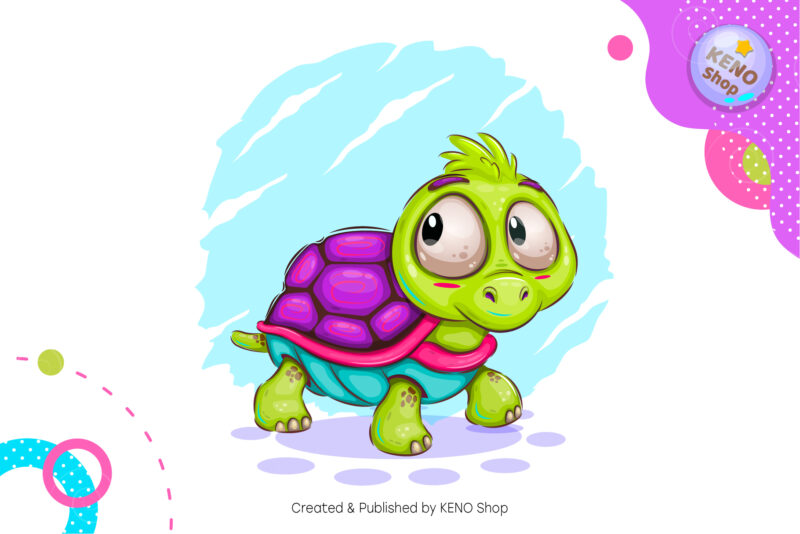 Little Cartoon Turtle. T-Shirt, PNG, SVG.