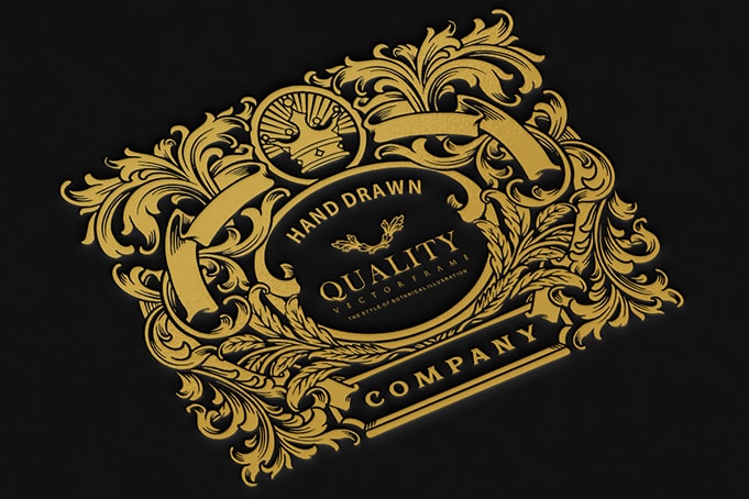 Luxury gold vintage Label flourish Illustrations