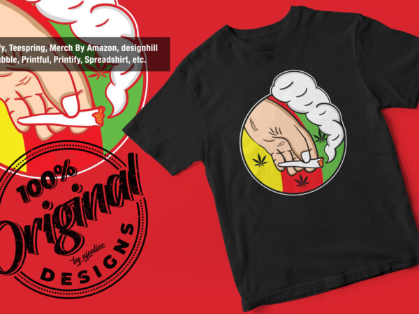 Reggae and weed smoke, weed, marijuana, weed leaf, joint smoke, vector t shirt design