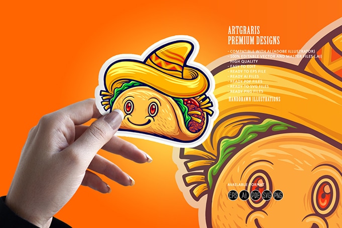 Cute delicious tacos restaurant logo