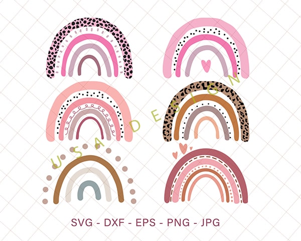 Rainbow SVG, Boho Rainbow svg, Leopard, Cheeta svg, Rainbow clipart, Nersury, Pastel rainbow, Vector, Commercial use, Digital, Instant download