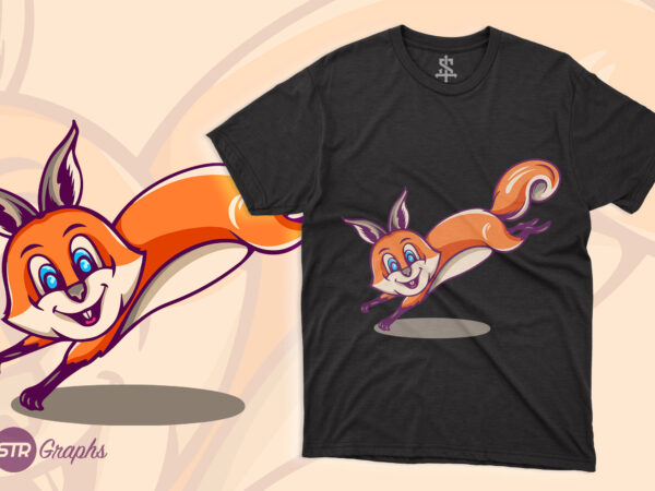 Squirrel jump – cartoon character t shirt template vector