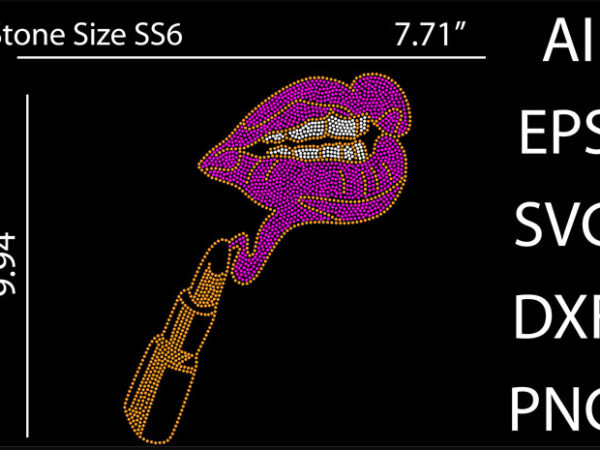 Kiss lip rhinestone design