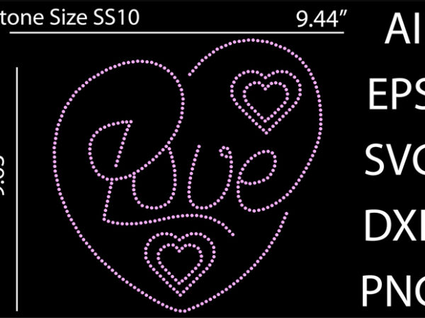 Love vector rhinestone design