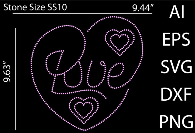 love vector rhinestone design