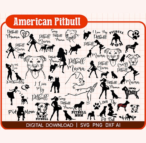American Pitbull svg,pitbull mama svg,Dog svg,Paw Puppy,Canine Logo,Digital Cut File, pitbull logo, dog bundle, pitbull mom svg