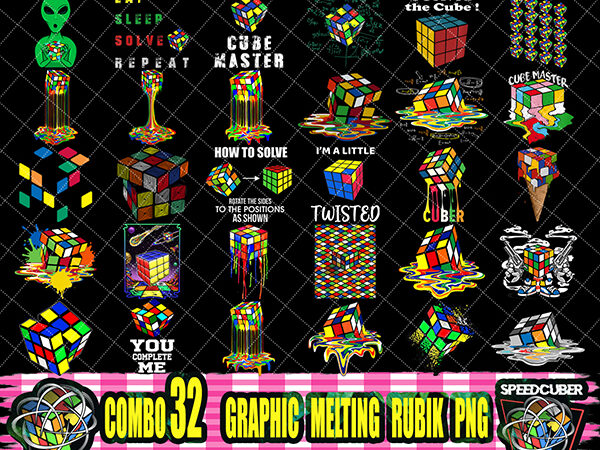 Combo 32 graphic melting rubik png, math puzzle lovers gift, rubik meltdown png, rubik’s cube png, math puzzle png, tshirt png