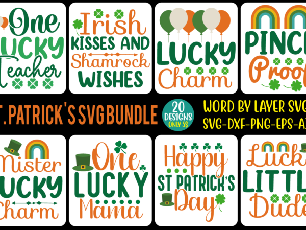 St. patrick’s svg bundle vol. 2 t shirt template vector