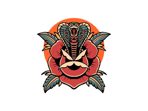 Cobra in the rose t shirt vector file