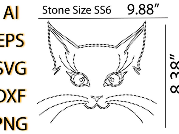 Cat face rhinestone design