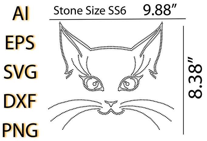 Cat Face Rhinestone Design