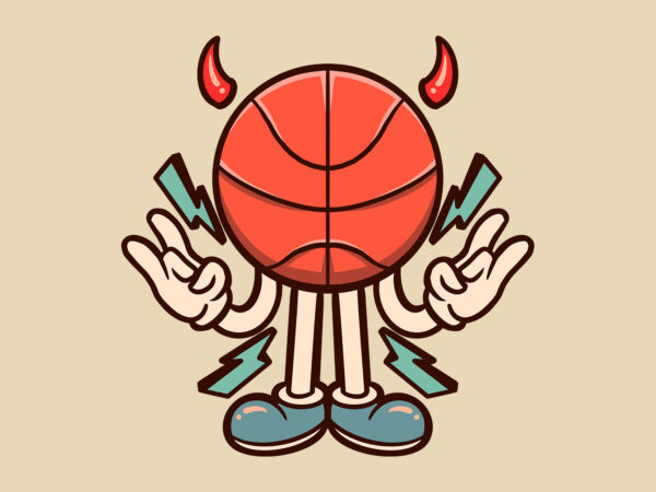 Evil basketball cartoon vector clipart