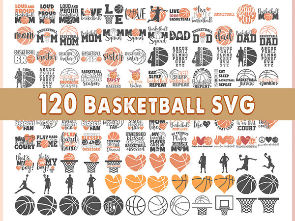 Bundle 120 basketball svg, basketball svg, basketball clipart, basketball cut files, sports svg, basketball quote, basketball saying t shirt template