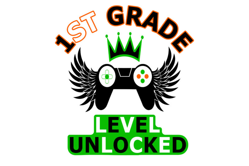 1st Grade Level Unlocked Gamer First Day Of School T-shirt Design.