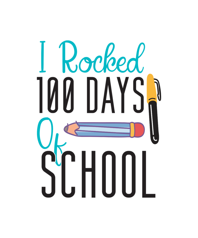 i Rocked 100 Days Of School T Shirt Design ,100 days of school shirt print template, typography design for back to school, 2nd grade, second grade, teachers day